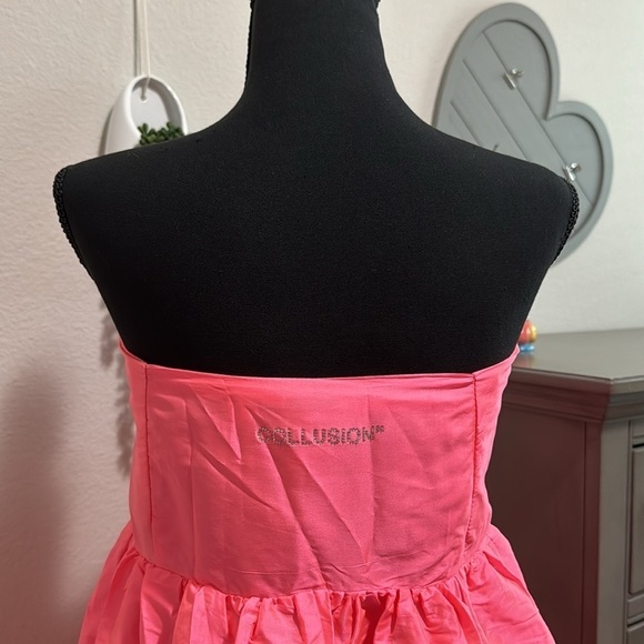 COLLUSION Midi Prom dress in Iridescent Pink. - Picture 3 of 6